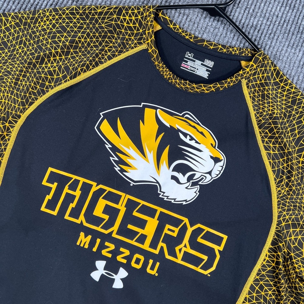 Missouri Tigers Mizzou Under Armour Shirt Mens Large Black Gold Loose Fit